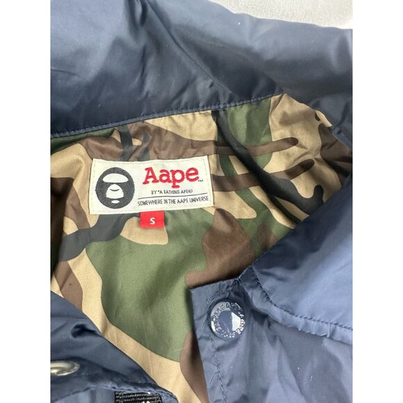Aape By A Bathing Ape Navy Windbreaker Jacket With Camo Lining S - Picture 4 of 11